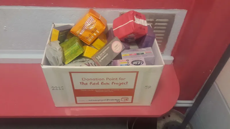 een foto van een doos met menstruatieproducten