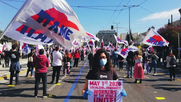 1 mei-demonstratie PAME in Athene.