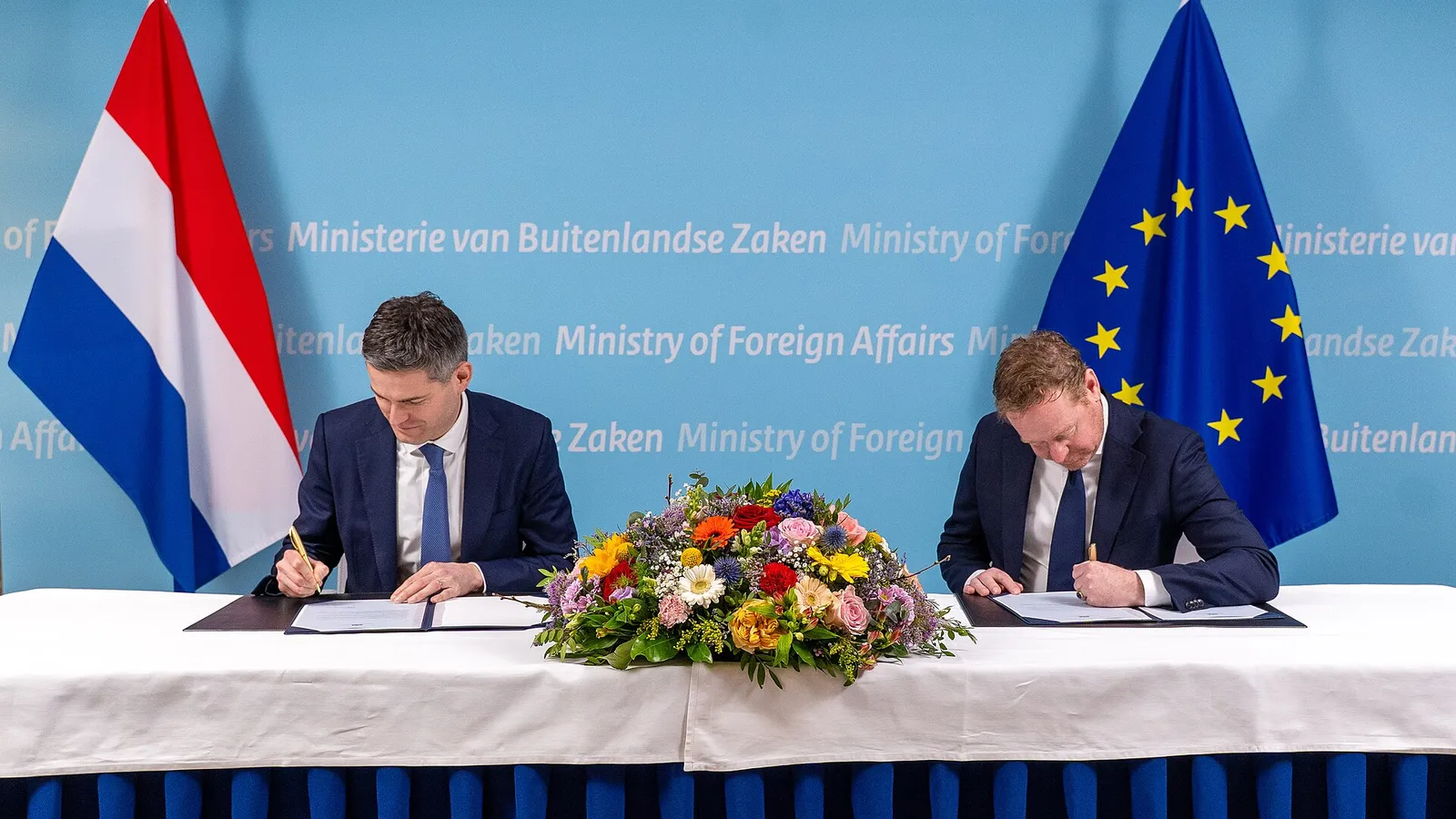 Minister van Buitenlandse Zaken Tom Berendsen en minister van Buitenlandse Handel en Ontwikkelingssamenwerking Sjoerd Sjoerdsma zijn op maandag 23 februari gestart op het ministerie van Buitenlandse Zaken