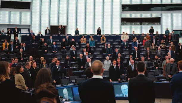 Een zitting van het EU parlement.