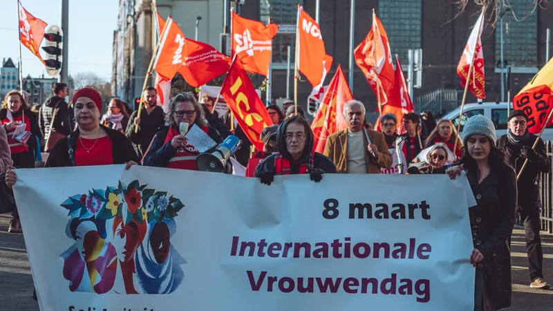 Protest op Internationale Vrouwendag in Amsterdam, vorig jaar.